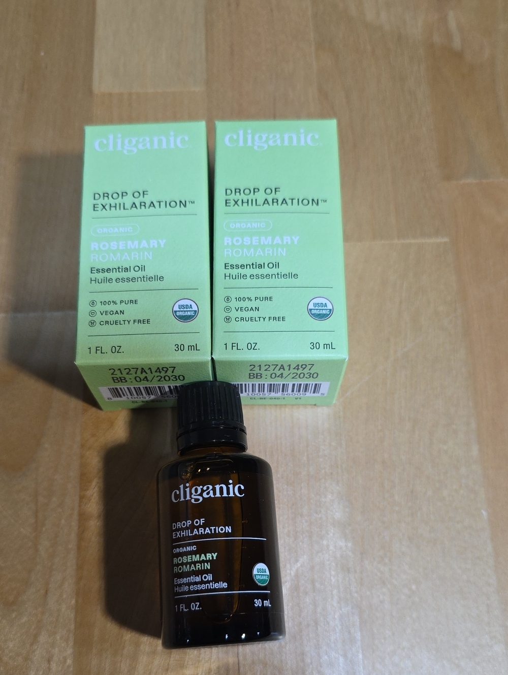 Cliganic Rosemary Drop Of Exhilaration Essential Oil 2-1 Fl Oz Bottles